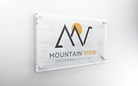 Mountain View Insurance Services logo on a glass frame that is placed on the wall